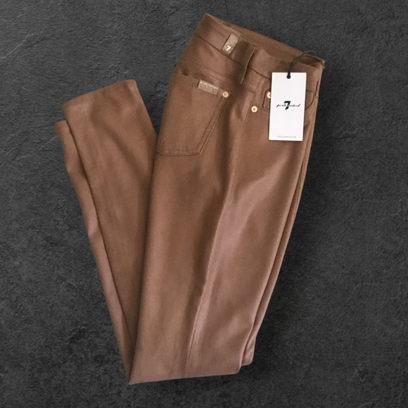 7 For All Mankind The Knee Seam Skinny Stretch Cognac Crackle Jean - Picture 14 of 15